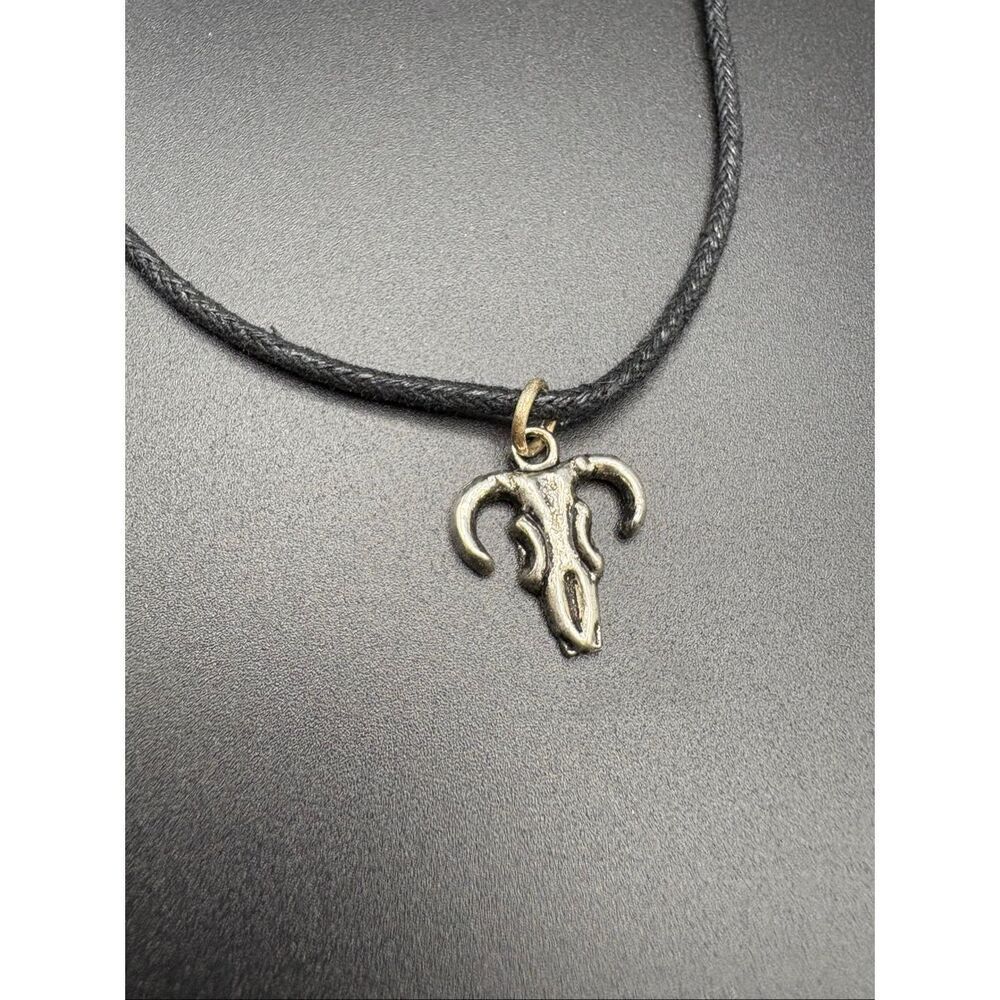 Cow Skull and Black Cord Necklace, NEW, Handmade, 16”, Artisan